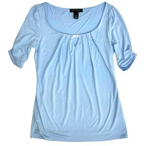 WHBM Light Blue Key Hole Short Sleeve Tee XS